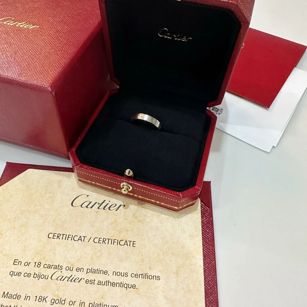 Cartier LOVE 18k White Gold 3.5mm Wedding Band Ring Size 49 US 4.75 Box Receipt - Picture 5 of 7